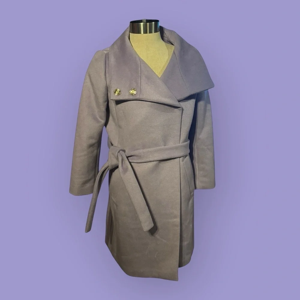 Ann Taylor 🛍️ Belted Funnel Neck Coat Trench Coat